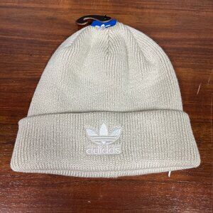 Adidas Trefoil Womens Beanie Toboggan Taupe with White Logo OSFA NWOT